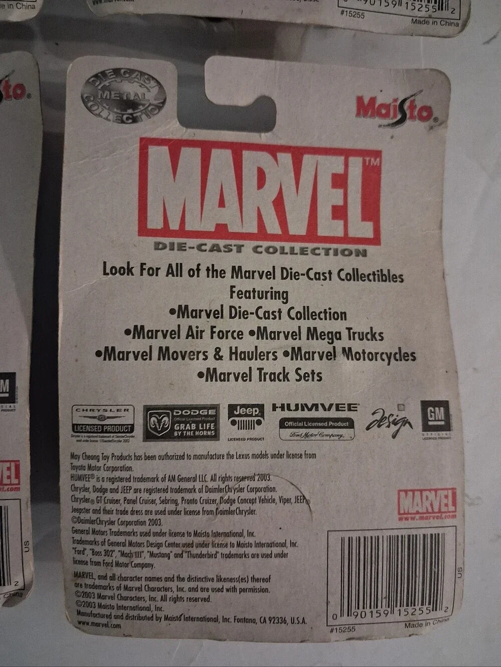 Maisto Marvel Die-Cast Series 2 Car Collection - Four 2 Car Sets - 2003